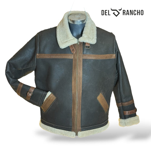 Chamarra Maverick Aviator En Piel De Borrego Genuina