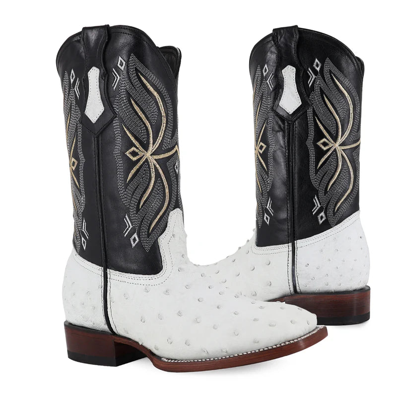 Bota Bulldog Piel De Avestruz Original RB124 Blanco