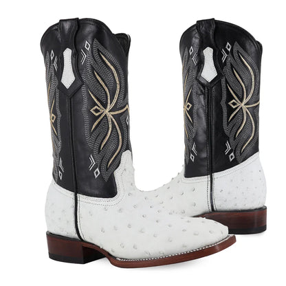 Bota Bulldog Piel De Avestruz Original RB124 Blanco