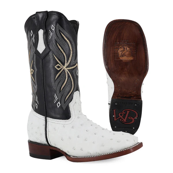 Bota Bulldog Piel De Avestruz Original RB124 Blanco