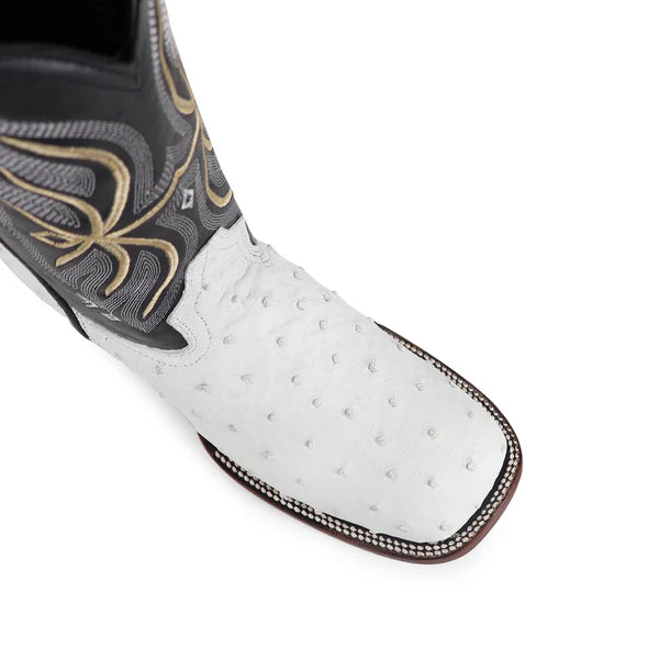 Bota Bulldog Piel De Avestruz Original RB124 Blanco