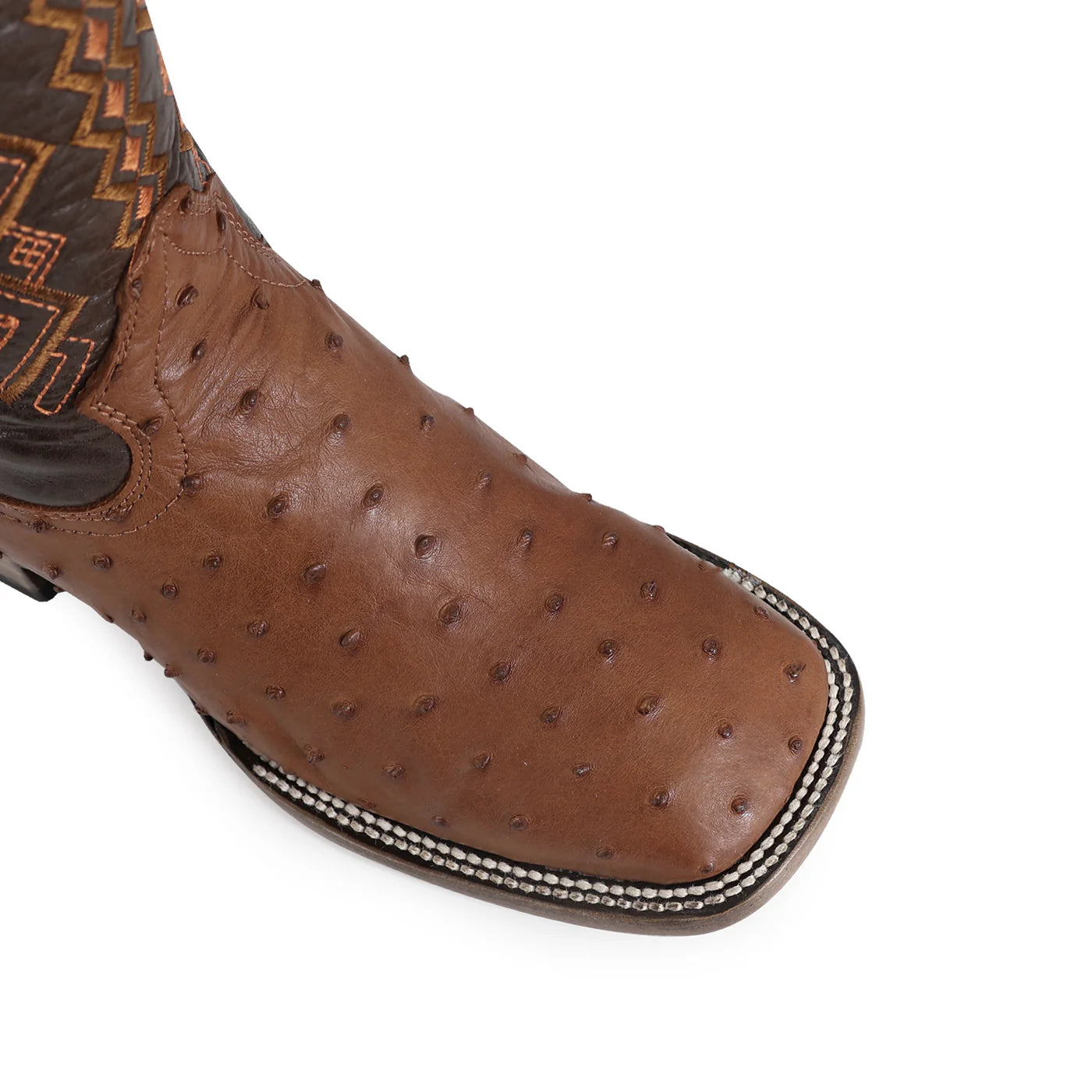 Bota Bulldog En Piel De Avestruz Original RB119 Coñac