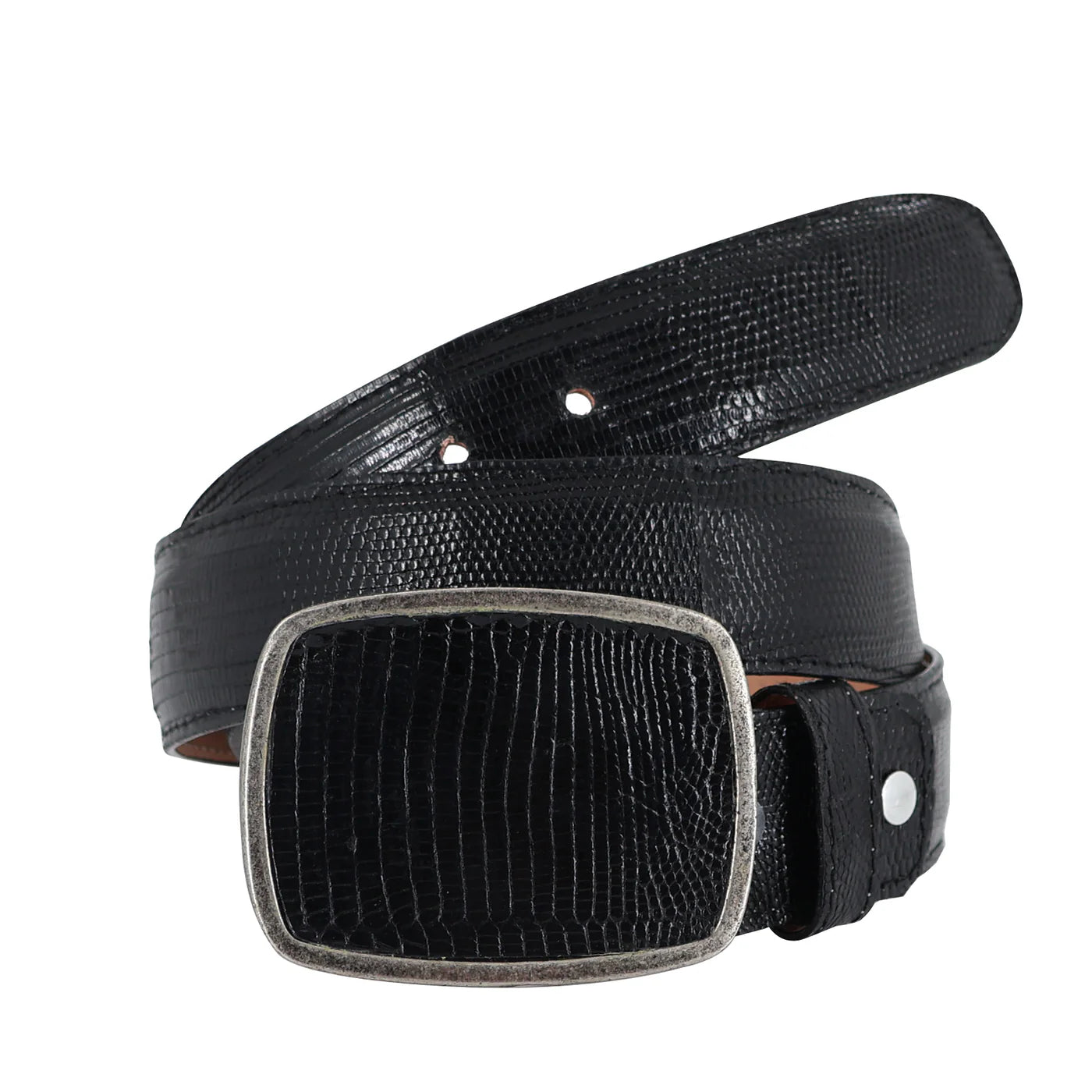 Cinturon Negro Piel de LIZARD