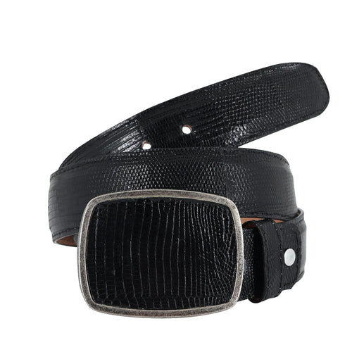 Cinturon Negro Piel de LIZARD