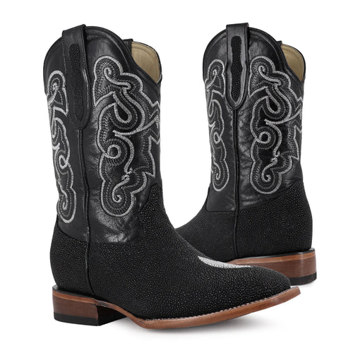 Bota Bulldog En Piel De Mantarraya Macho Original Negro