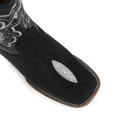 Bota Bulldog En Piel De Mantarraya Macho Original Negro
