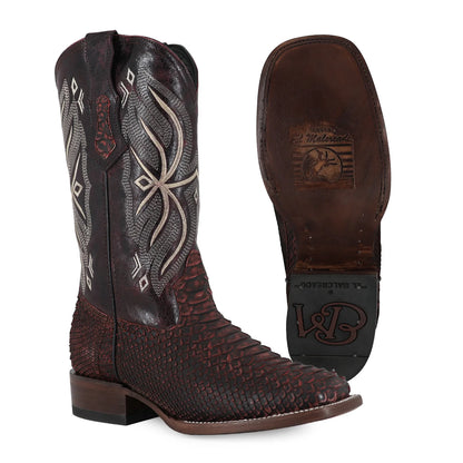 Bota Bulldog En Piel de Python  Original RB125 BlackCherry